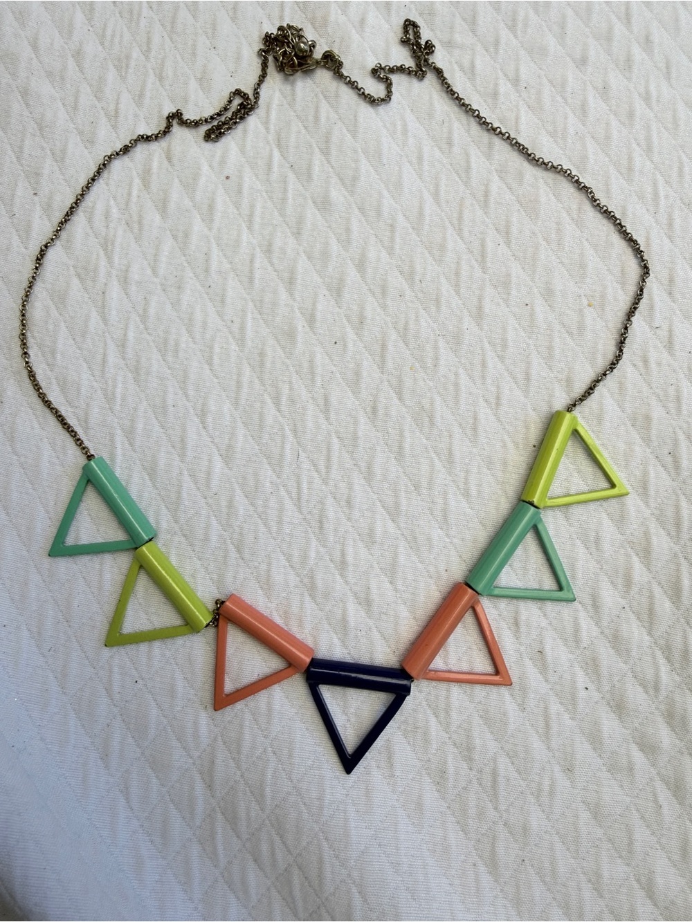 Colorful Geometric Triangle Pendant Necklace - Multi-Color
